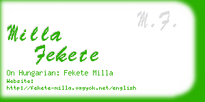 milla fekete business card